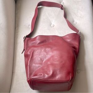 COACH red leather RARE Y2K bucket tote bag